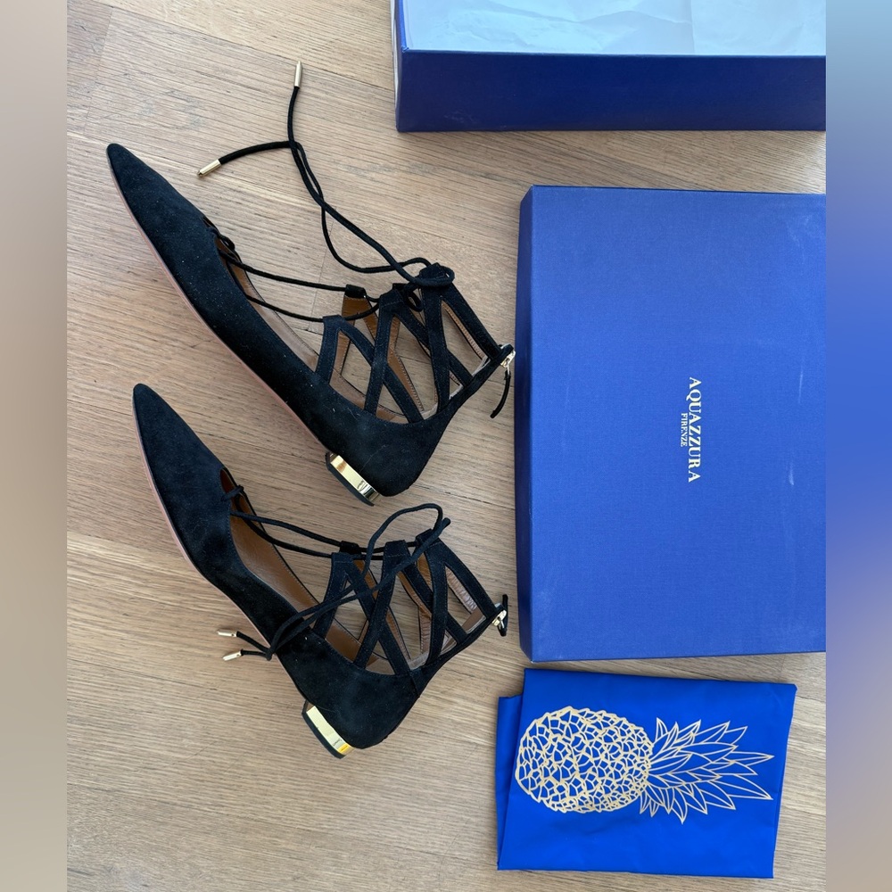 Aquazzura Belgravia Lace-up - black suede